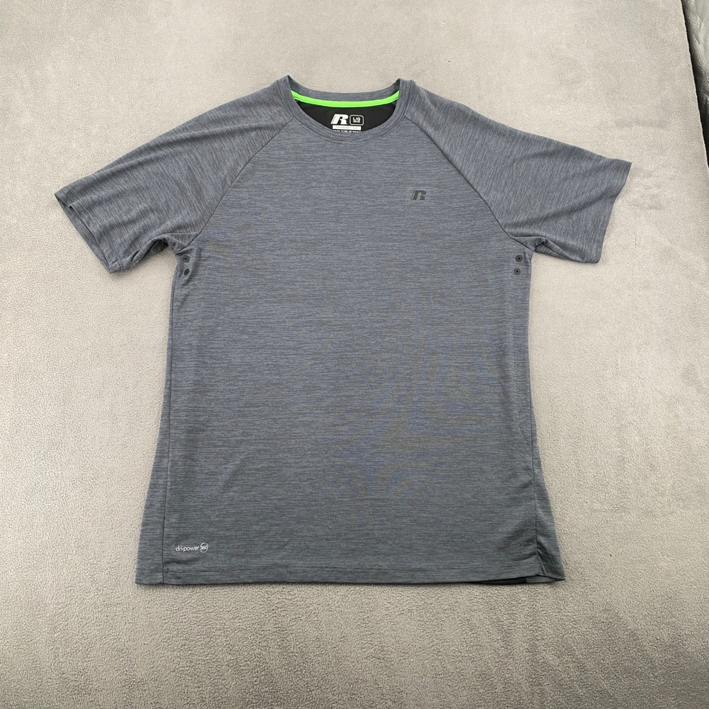 Russell Mens Dri-Power 360 Training Fit T-Shirt Gray Black Large